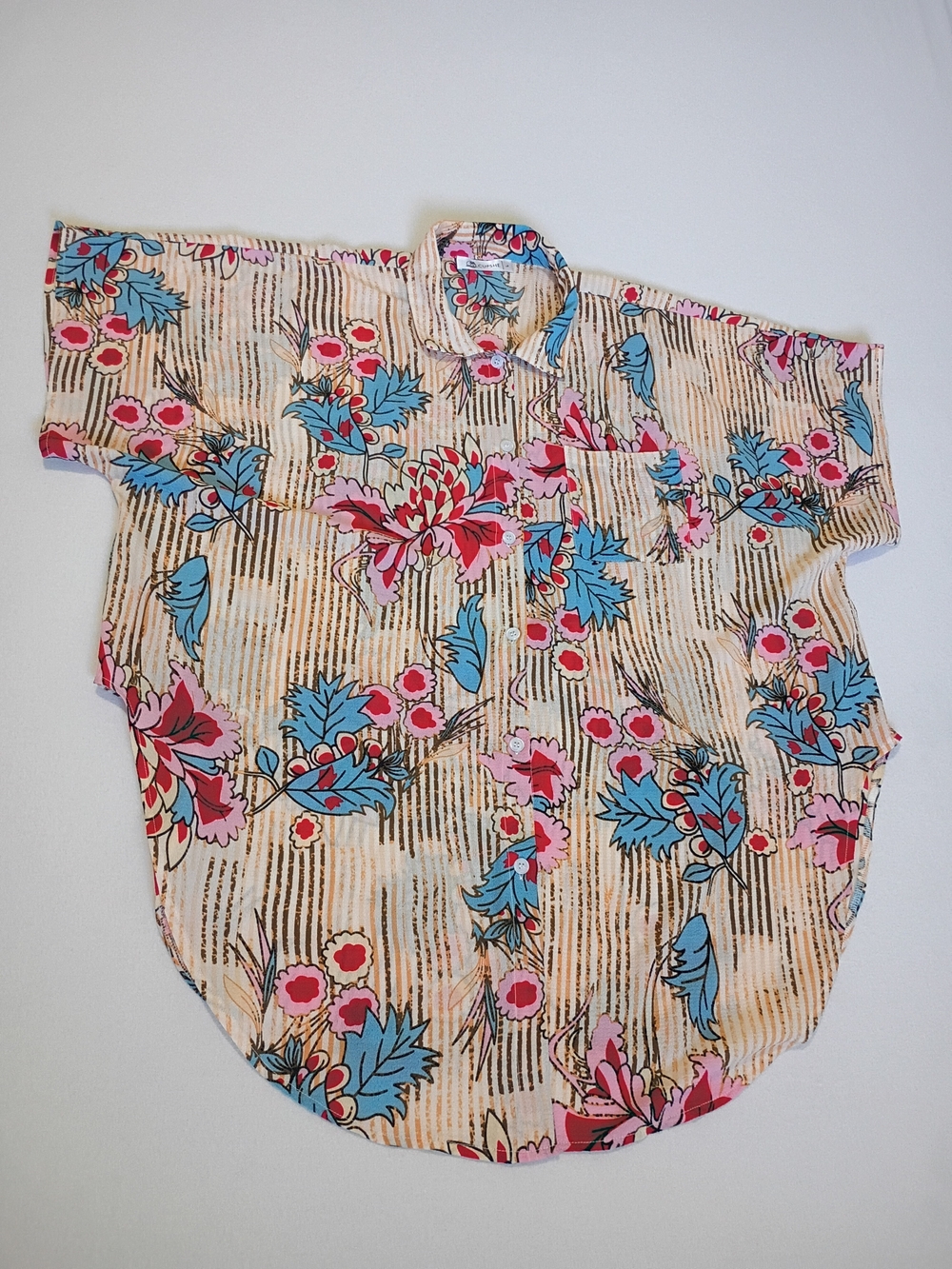 Cupshe Swimsuit Cover Up Tunic Size L Tropical Floral Lightweight Front Pocket